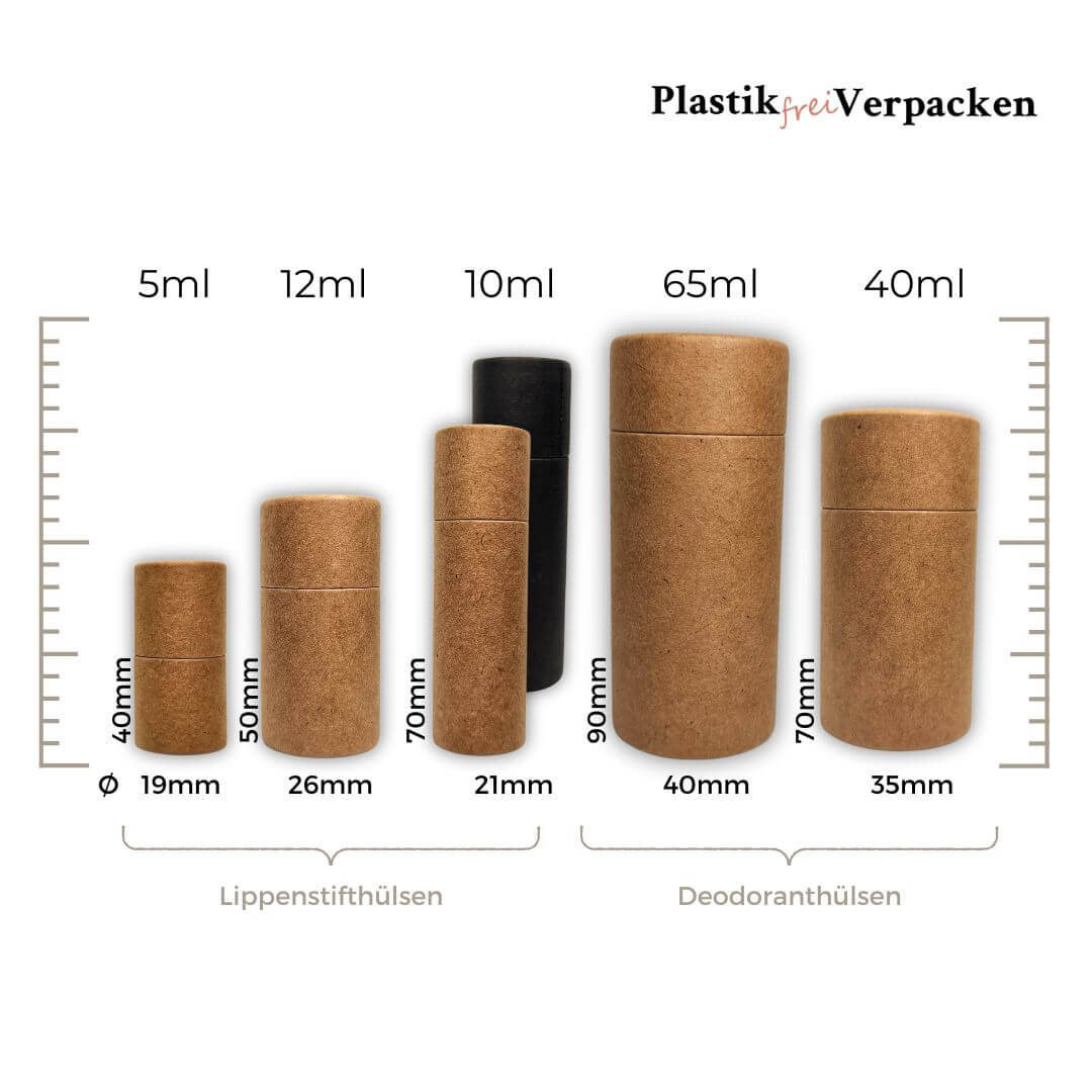 10ml Push-up Sticks schwarz aus Kraftpapier – die plastikfreie Alternative für dein DIY Lippenbalsam