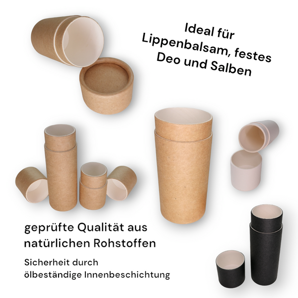 schwarze Lippenstifthülsen 10ml aus Kraftpapier