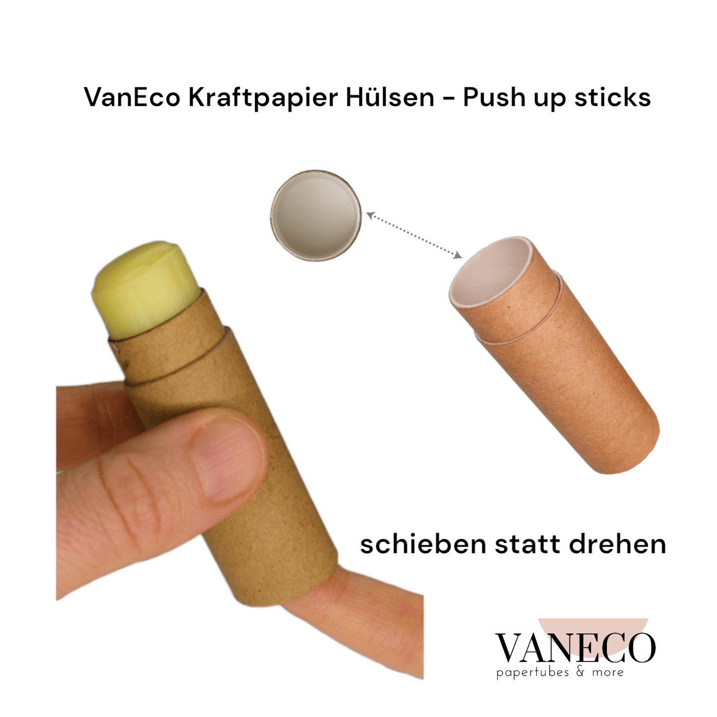10ml Push-up Sticks schwarz aus Kraftpapier – die plastikfreie Alternative für dein DIY Lippenbalsam