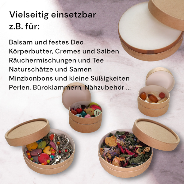 Tiegel 30 ml aus Kraftpapier für deine DIY Salbe, Körperbutter und Deos