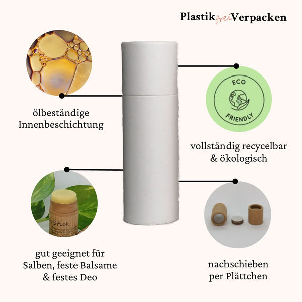 weiße Lippenstifthülsen 10ml aus Kraftpapier