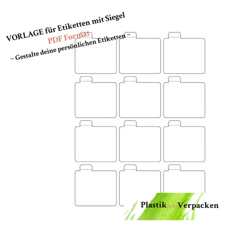 Vorlage für 12 Etiketten mit Siegel (12 pro A4 Bogen) zum selbst Bedrucken